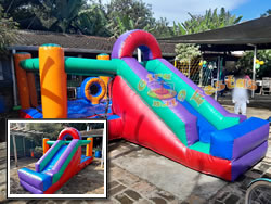 Pula Pula Kid Play e Escorregador - medidas: altura 2.30m, comprimento 5m, largura 3.803m x 4,5m